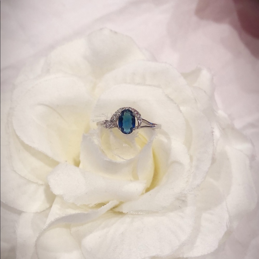 14kt White Gold & .75ctw Lab Created Sapphire Ring - Picture 1 of 7